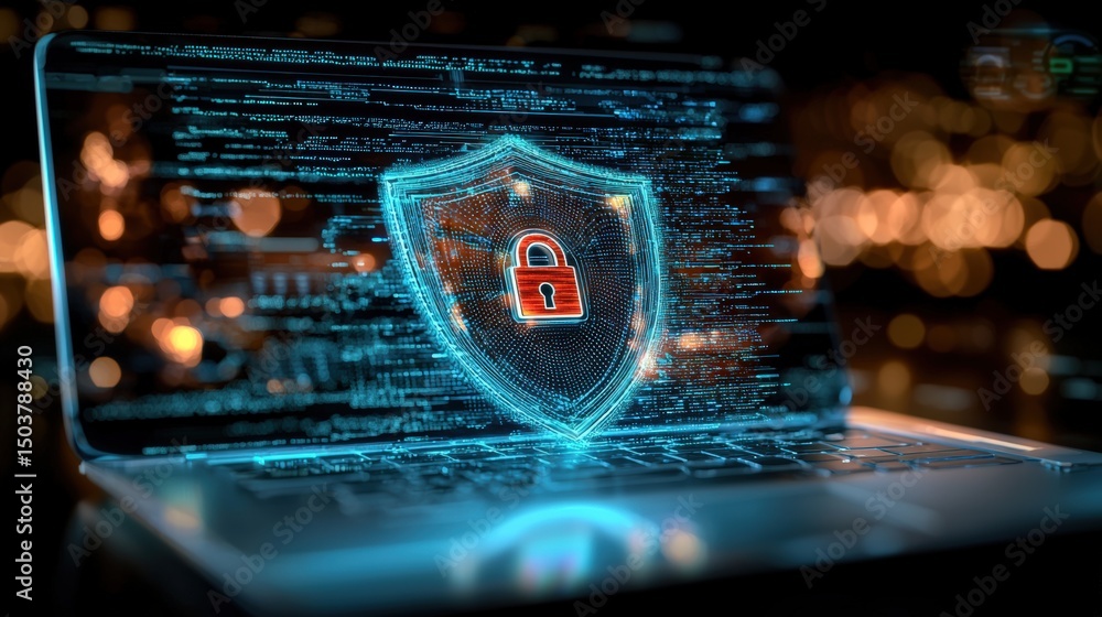 Poster cybersecurity measures for data protection digital environment graphic visualization technological a