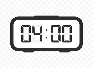 Vector illustration of four o'clock digital clock icon sign and symbol. colored icon for website design .Simple design on transparent background.