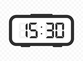 Vector illustration of half past fifteen digital clock icon sign and symbol. colored icon for website design .Simple design on transparent background.