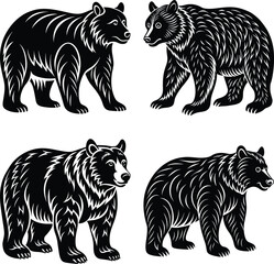 Set bear silhouettes vector, set of animals silhouettes
silhouette beautiful bears collection vector hand drawn design
