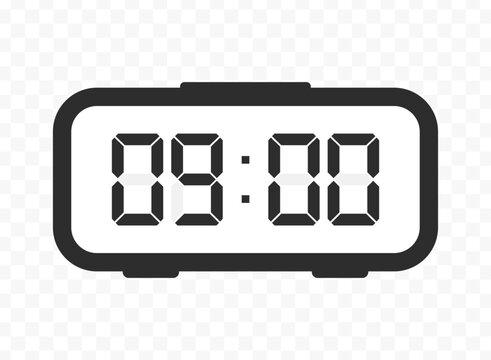 Vector illustration of nine o'clock digital clock icon sign and symbol. colored icon for website design .Simple design on transparent background.