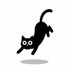 Black Cartoon Cat Jumping