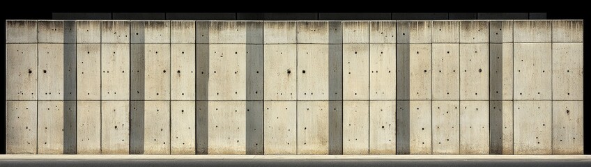 Long concrete wall with repeating panels
