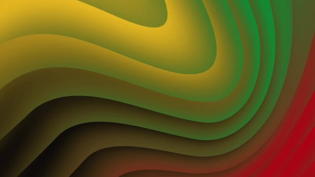 Wavy abstract lines in red, green, and yellow colors with dynamic movements perfect For Juneteenth freedom day, Black History Month background.