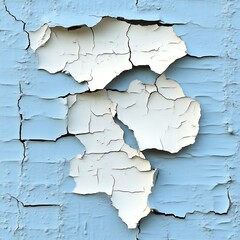 Obraz premium Peeling paint on a light blue surface