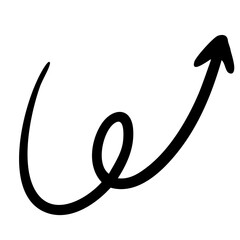 手書きの右上向き矢印　黒