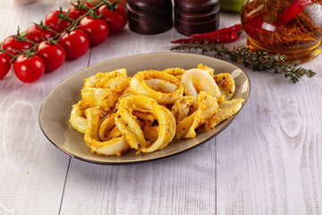Roasted squid rings snack appetizer