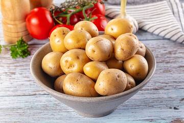 Uncooked raw yellow baby potato