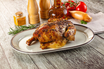 Baked in oven whole chicken with spices