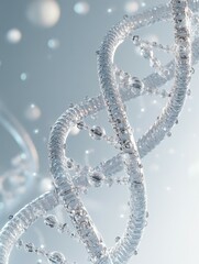 Crystallized DNA Double Helix 3D Render of a Sparkling, Translucent Genetic Structure