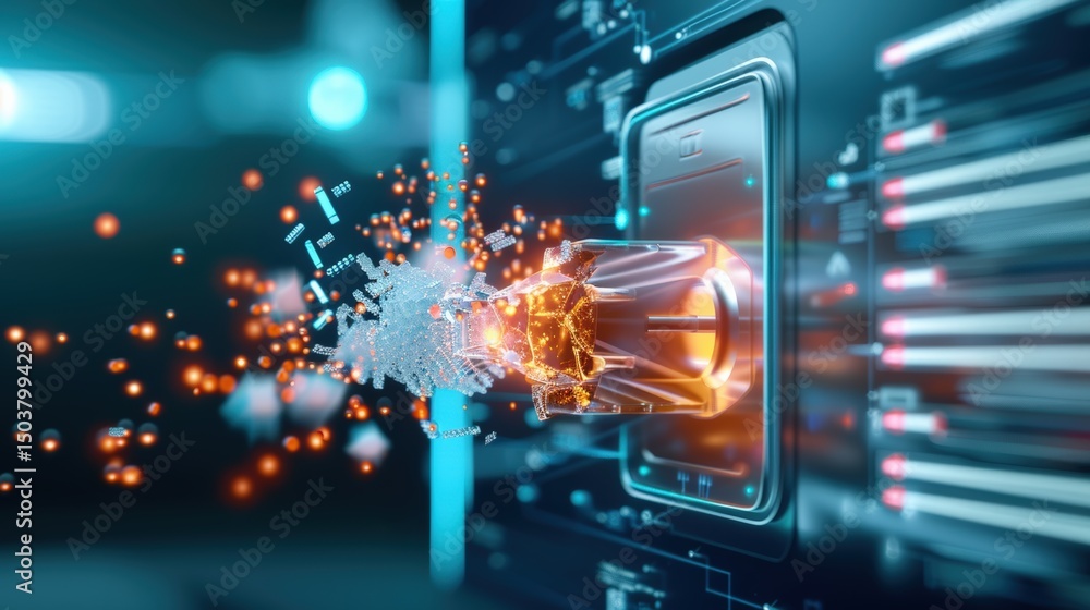 Aufkleber electric circuit action sparks dynamic energy virtual environment 3d digital visualization high-tech