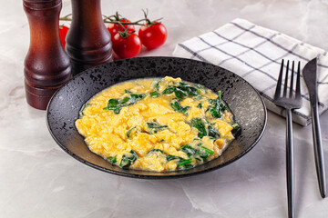 Omelette with spinach for breakfast