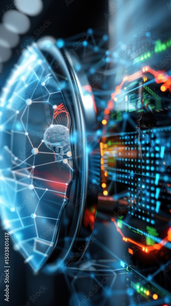 Aufkleber innovative technology showcase digital environment graphic visuals futuristic concept close-up view 