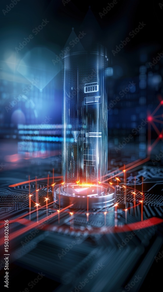 Poster futuristic technology event data visualization cyber space digital art virtual environment close-up 