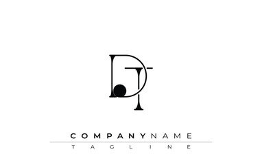 DT Typography Logo Design. Stylish monogram design depiction featuring the letters D and T combined in an artistic signature style, delivering a unique and creative visual representation.