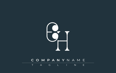 EH Typography Logo Design. Stylish monogram design depiction featuring the letters E and H combined in an artistic signature style, delivering a unique and creative visual representation.