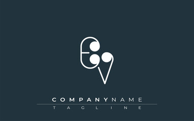 EV Typography Logo Design. Stylish monogram design depiction featuring the letters E and V combined in an artistic signature style, delivering a unique and creative visual representation.