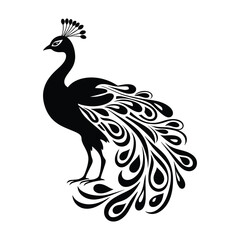 Obraz premium Peacock character logo concept black silhouette