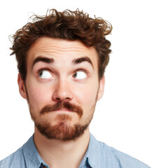 Fototapeta premium Face Expressing Curiosity with Raised Eyebrow Transparent Background