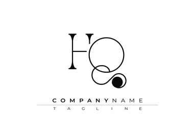 HQ Typography Logo Design. Stylish monogram design depiction featuring the letters H and Q combined in an artistic signature style, delivering a unique and creative visual representation.