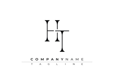 HT Typography Logo Design. Stylish monogram design depiction featuring the letters H and T combined in an artistic signature style, delivering a unique and creative visual representation.