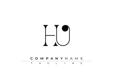 HU Typography Logo Design. Stylish monogram design depiction featuring the letters H and U combined in an artistic signature style, delivering a unique and creative visual representation.