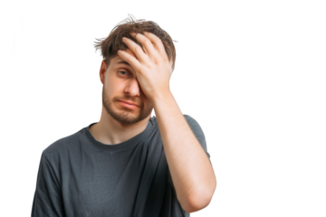 Frustrated Expression Holding Head Gesture Transparent Background