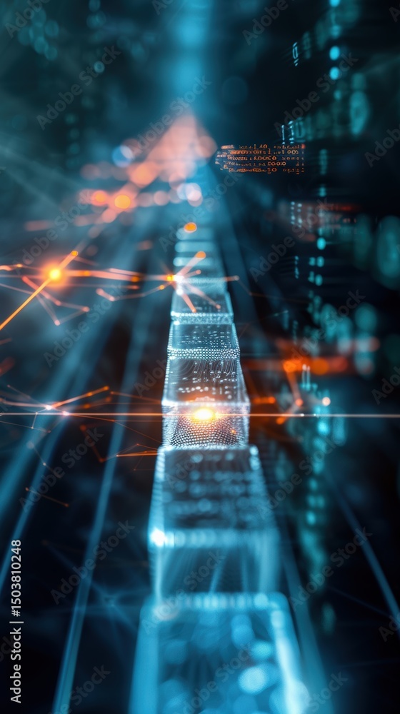 Poster dynamic data visualization digital realm abstract image high-tech environment futuristic viewpoint d