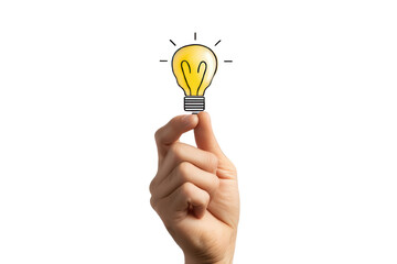 Hand Holding Light Bulb Icon Idea Gesture Transparent Background