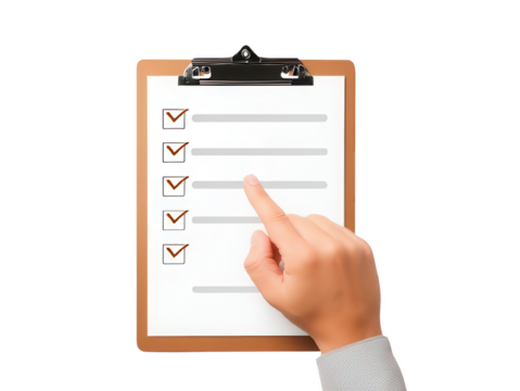 Hand Holding Clipboard Pointing to Checklist Transparent Background