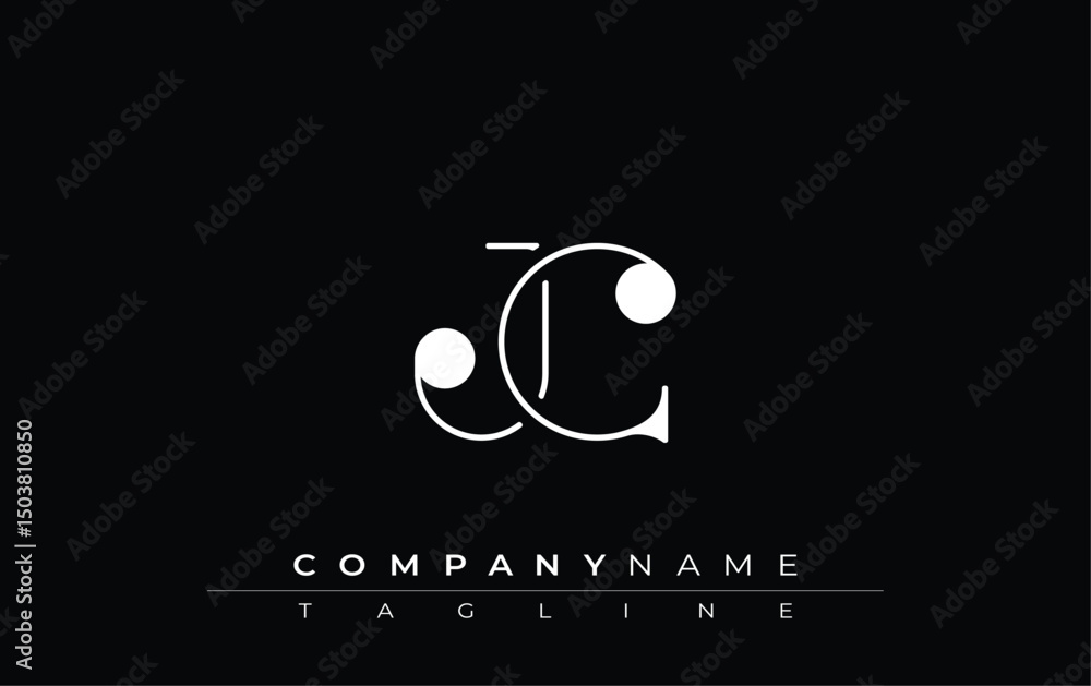 Fototapete jc typography logo design. stylish monogram design depiction featuring the letters j and c combined 