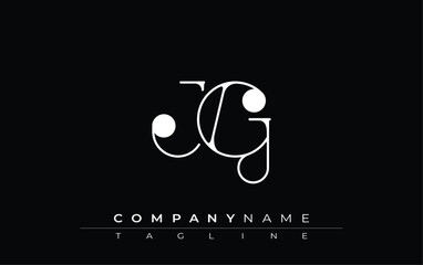 JG Typography Logo Design. Stylish monogram design depiction featuring the letters J and G combined in an artistic signature style, delivering a unique and creative visual representation.