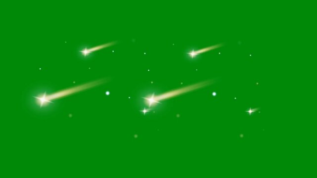 Star Glitter Falling on Green Screen for Fantasy Visuals, The video element of on a green screen background, Ultra High Definition, 4k video, on a green screen background.