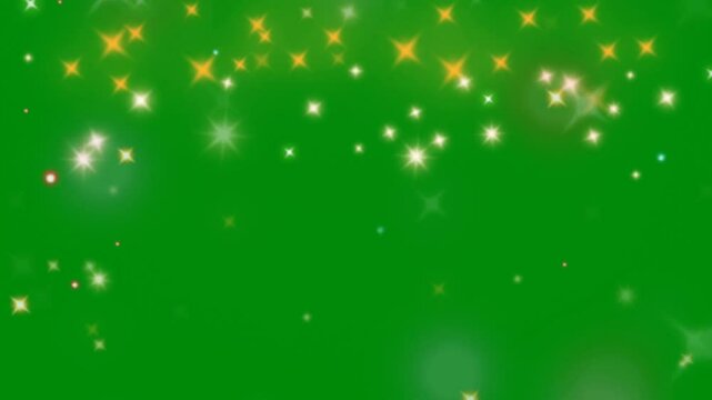 Star Glitter Falling on Green Screen for Fantasy Visuals, The video element of on a green screen background, Ultra High Definition, 4k video, on a green screen background.