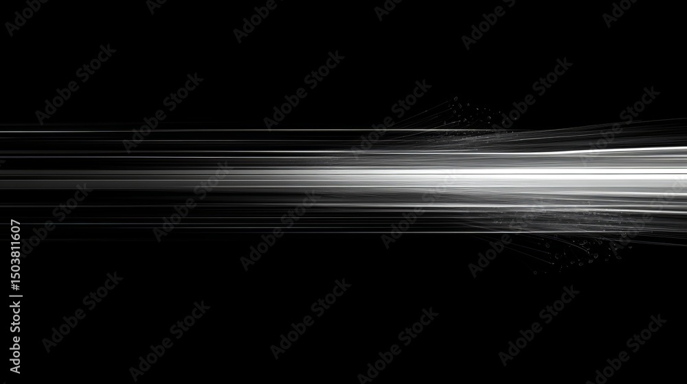 Poster abstract monochrome image showing horizontal lines of light against a black background space