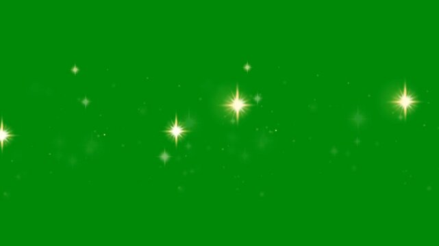 Star Glitter Falling on Green Screen for Fantasy Visuals, The video element of on a green screen background, Ultra High Definition, 4k video, on a green screen background.
