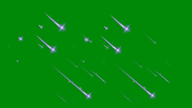 Star Glitter Falling on Green Screen for Fantasy Visuals, The video element of on a green screen background, Ultra High Definition, 4k video, on a green screen background.
