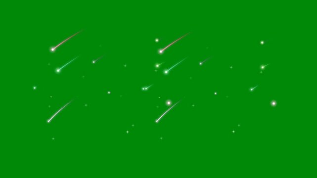 Star Glitter Falling on Green Screen for Fantasy Visuals, The video element of on a green screen background, Ultra High Definition, 4k video, on a green screen background.