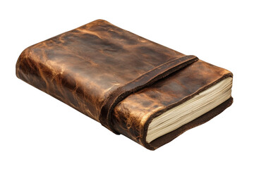 Vintage leather journal book isolated on transparent background
