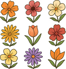 Seamless floral pattern with orange vintage flower illustration for spring textile design