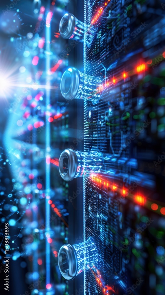 Poster cutting-edge technology in action digital circuitry display futuristic environment close-up view inn