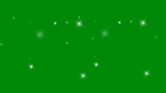Star Glitter Falling on Green Screen for Fantasy Visuals, The video element of on a green screen background, Ultra High Definition, 4k video, on a green screen background.
