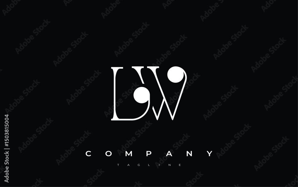 Fototapete lw typography logo design. stylish monogram design depiction featuring the letters l and w combined 