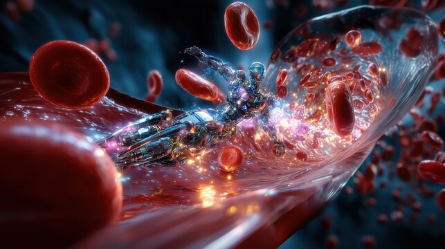 Nanobot Navigating Bloodstream