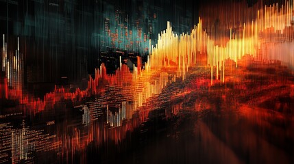 Fototapeta premium Abstract representation of data with glowing lines on a dark background and a sense of depth