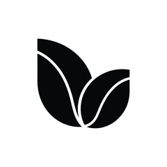 A vector graphic featuring two stylized leaves overlapping, creating a balanced and symmetrical design.