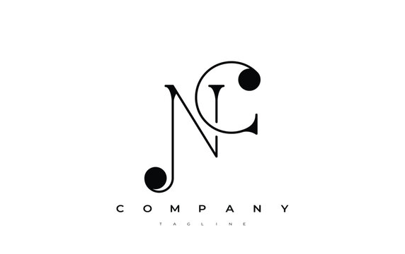 NC Typography Logo Design. Stylish monogram design depiction featuring the letters N and C combined in an artistic signature style, delivering a unique and creative visual representation.