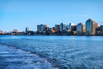 Obraz premium Halifax skyline with waterfront view from sea on a clear day, Canada