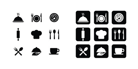 Restaurant Food icon set, sign and symbol Vector illustration.