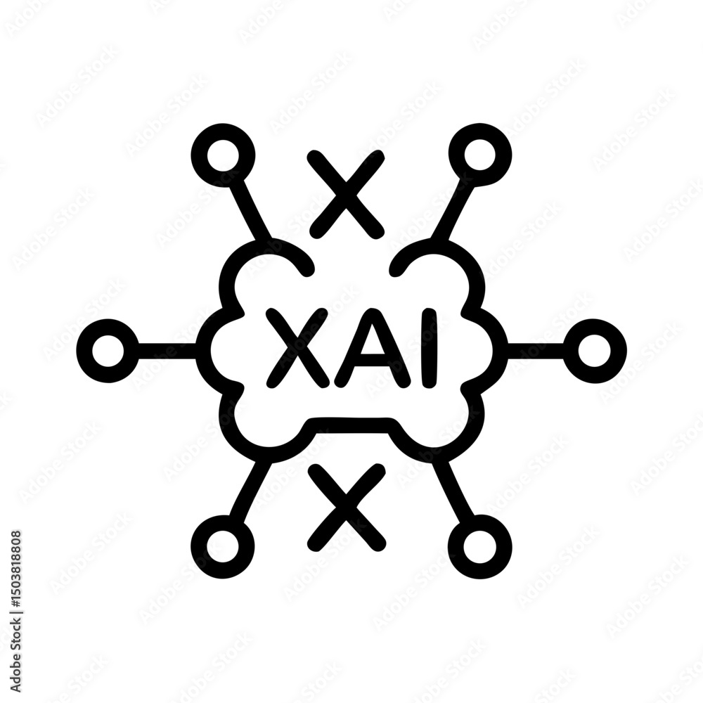 Poster explainable ai (xai) icon understanding artificial intelligence decisions